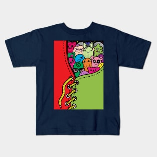 doodle monsters hiding in sneaker Kids T-Shirt